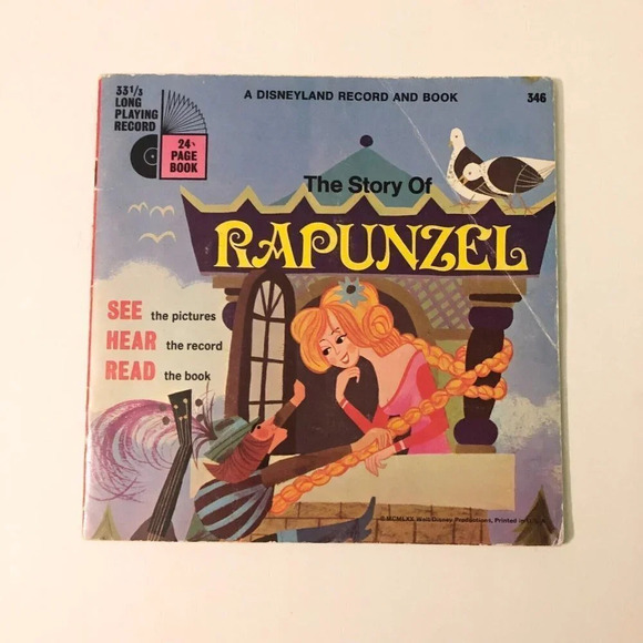 Vintage 1970 Disney The Story of Rapunzel Book Only No Record - Picture 16 of 16